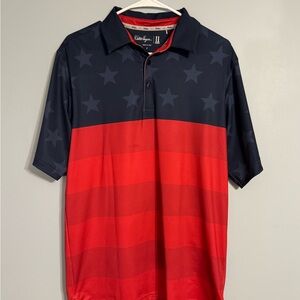 Walter Hagen Star Patterned Navy and Red Polo
